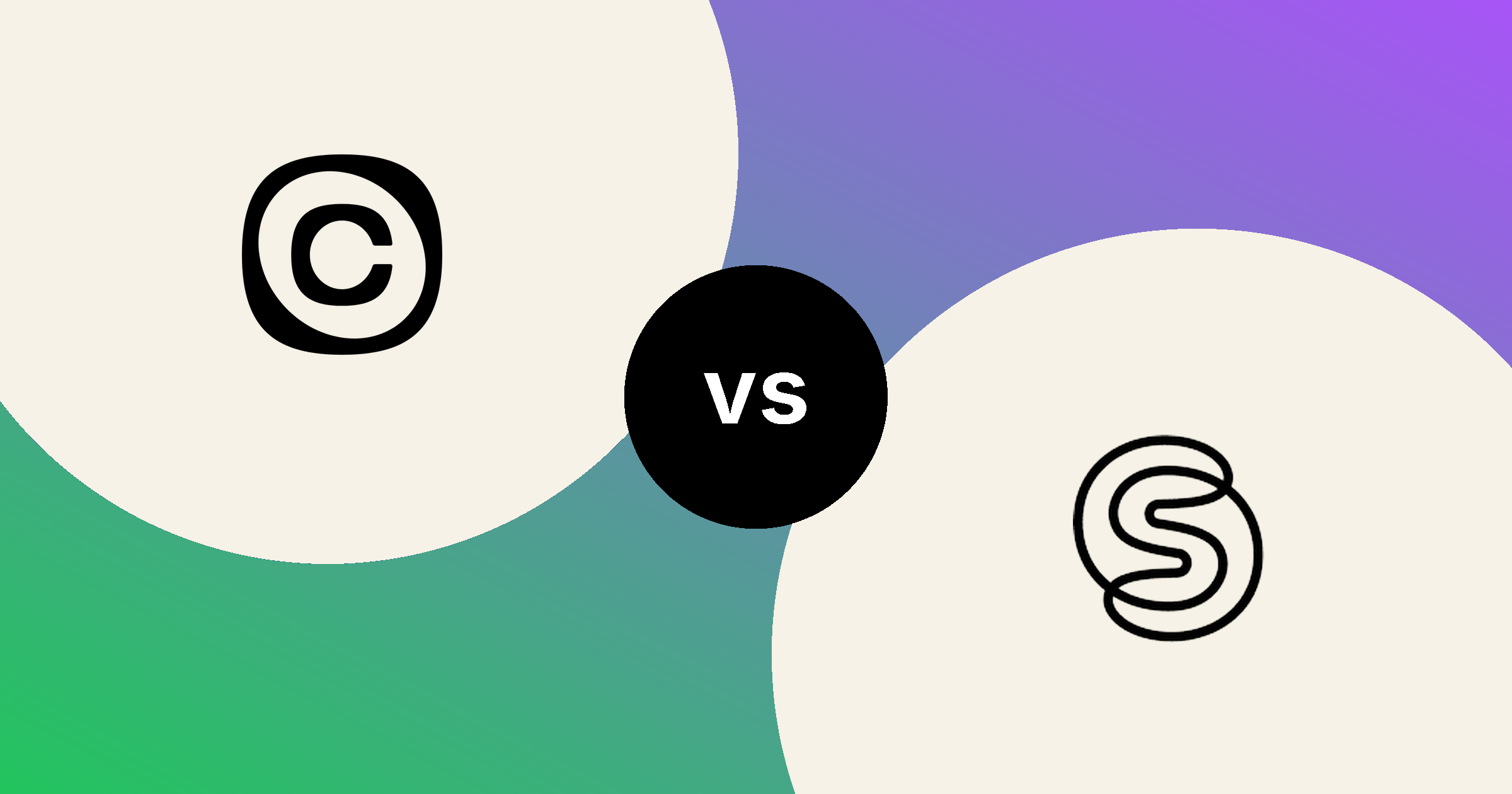 The Calendly mark and the SavvyCal mark, in solid black on cream circles, on a green to violet gradient, with a black vs badge between them.