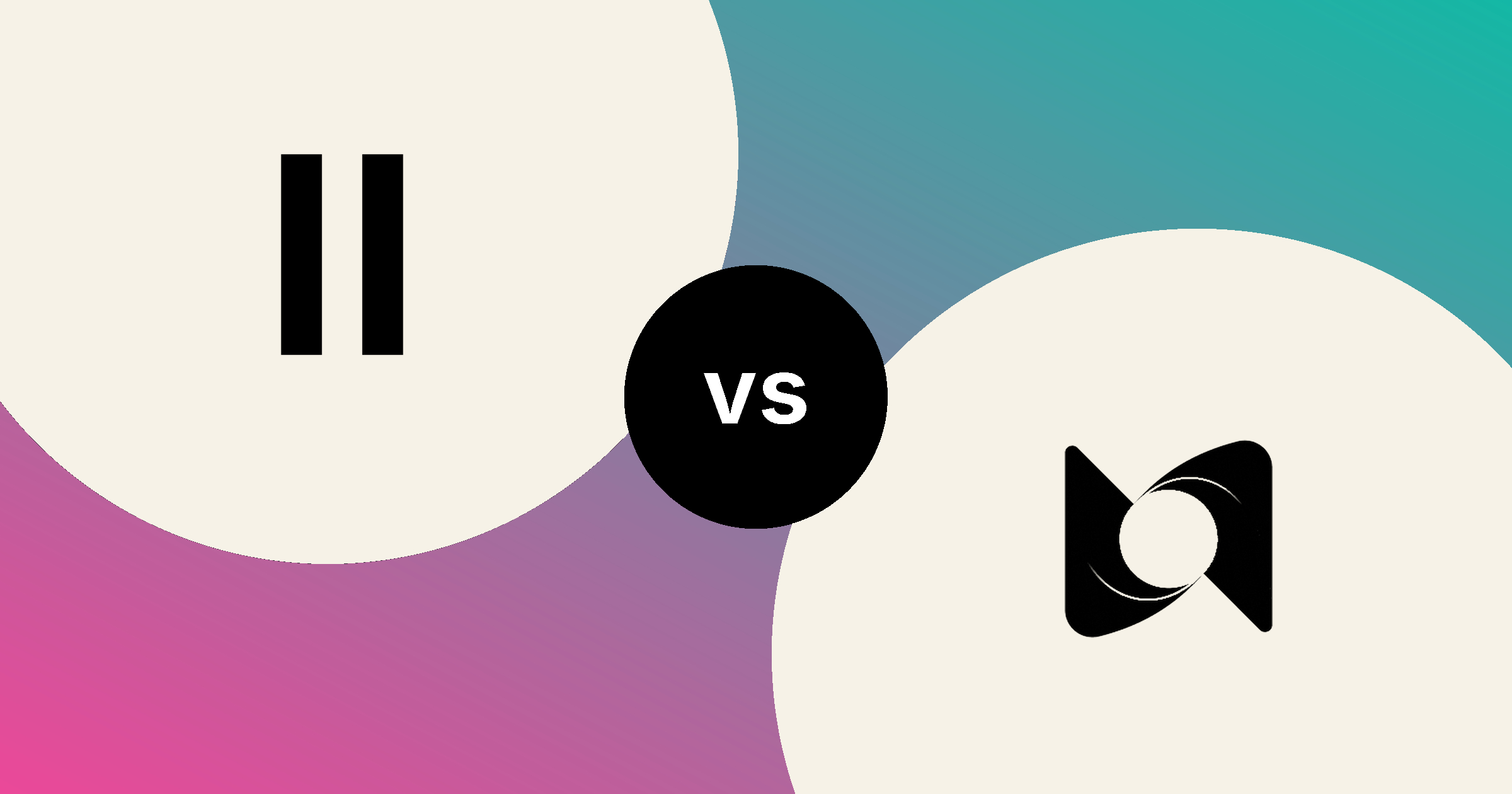 The ElevenLabs mark and the Murf mark, in solid black on cream circles, on a magenta to teal gradient, with a black vs badge between them.