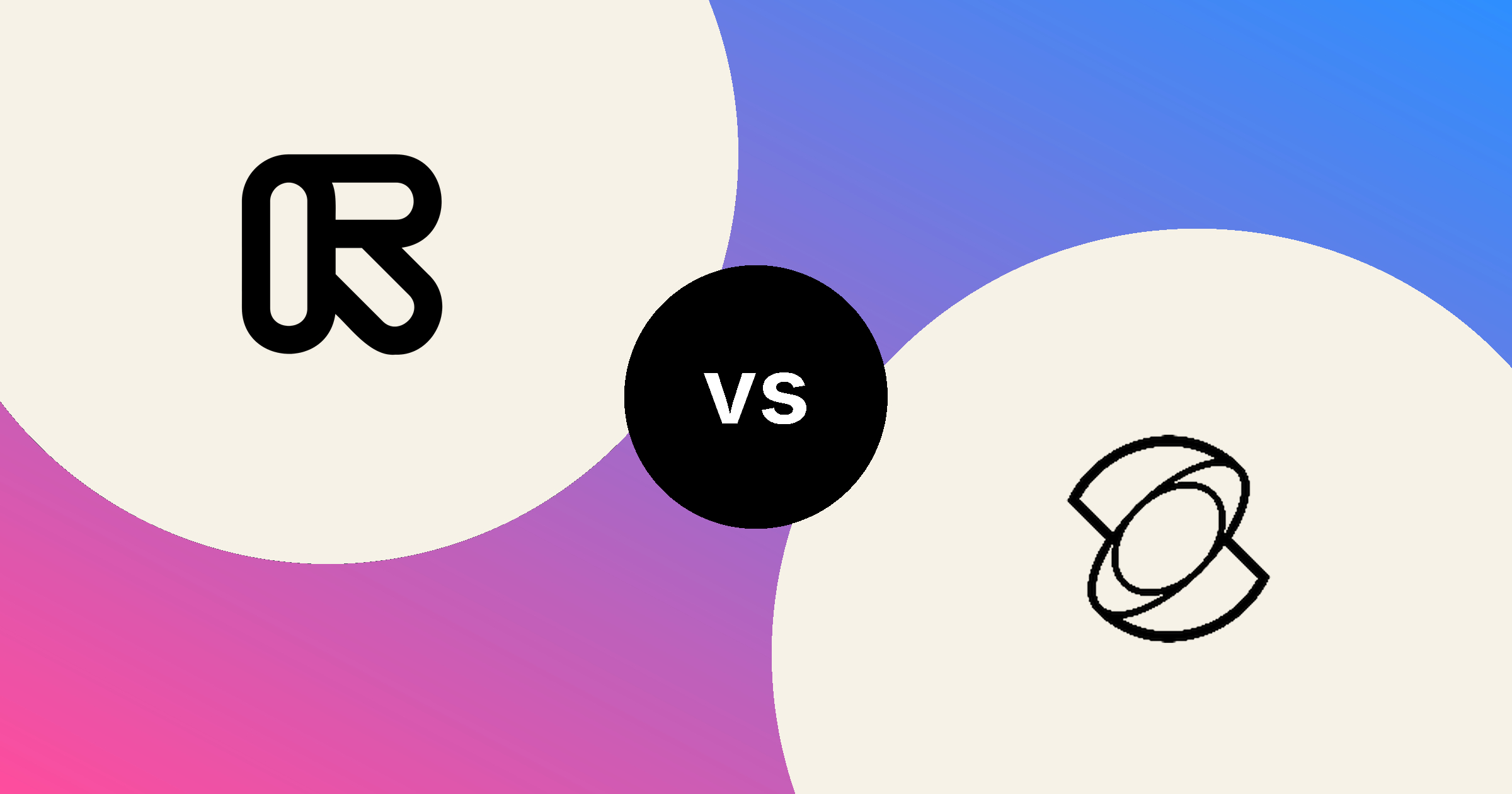 The Runway mark and the Kling mark, in solid black on cream circles, on a pink to blue gradient, with a black vs badge between them.